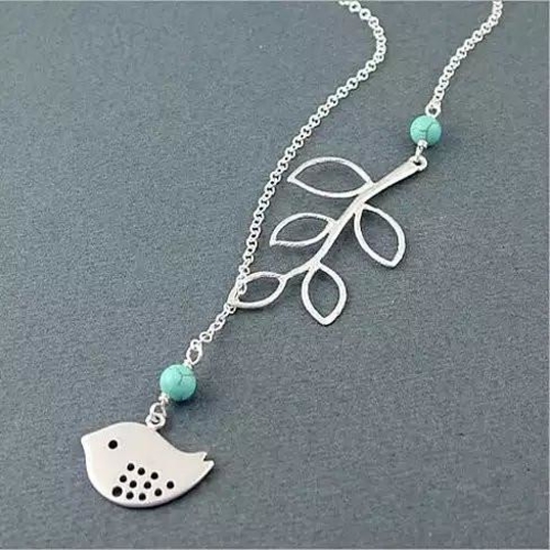 TURQUOISE SPRING Beautiful Bird Lariat Necklace